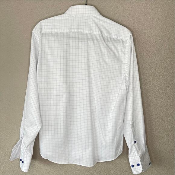Stantt Knit Custom Button Front Business Quality Men Checkered Long Sleeve Shirt - Picture 6 of 7
